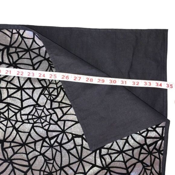 Halloween Black Silver Spider Web Table Runner 14x68 Spooky Witchycore Kitchen - Picture 5 of 5